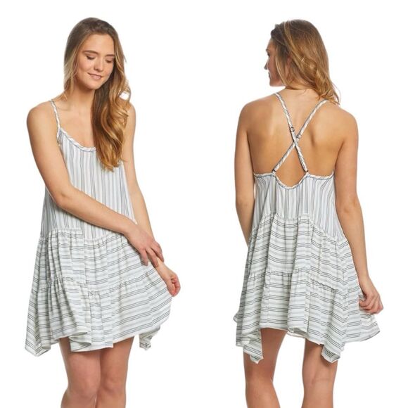 ROBIN PICCONE Norah Flare Dress Swim Beach Coverup Off White / Gray Size Medium - Picture 1 of 8